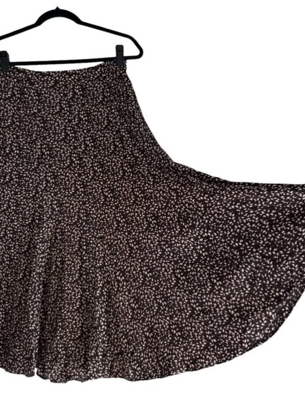 Vintage Black Neutral Floral Print Midi Maxi Skirt Minimalist Dark Academia 90s